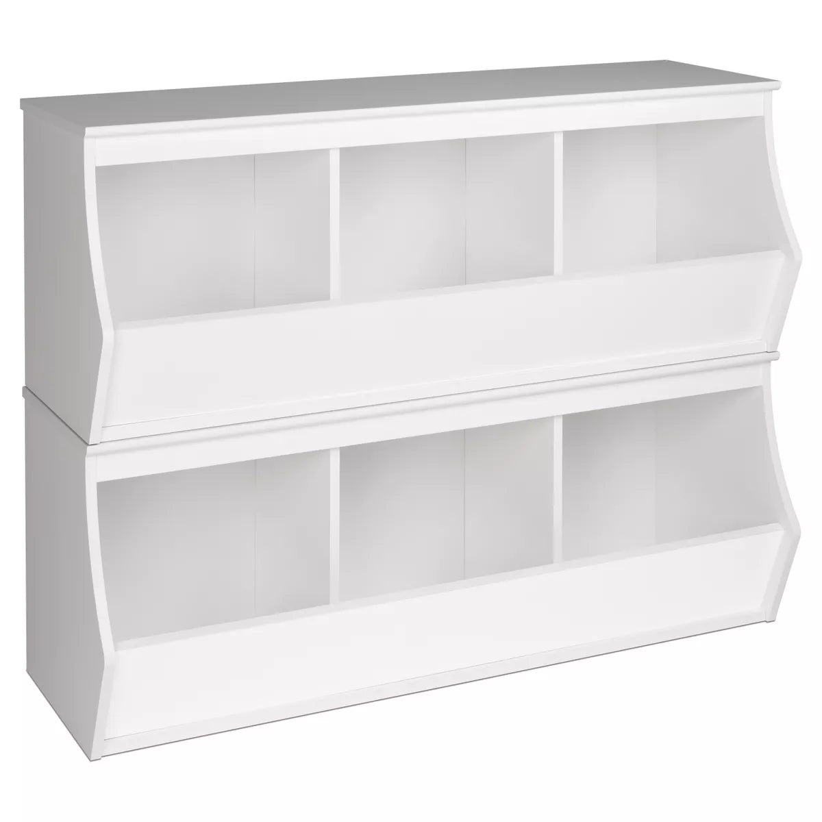 Entryway Storage Cubbie with Six Bins - White Laminated Organizer with Metal Hardware and Particle Board Frame