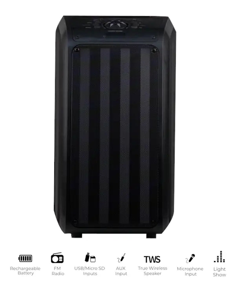 Supersonic 2 X 6.5" Sound Traveler Portable Backpack Speaker W TWS, LED Lights (IQ-8265BT)