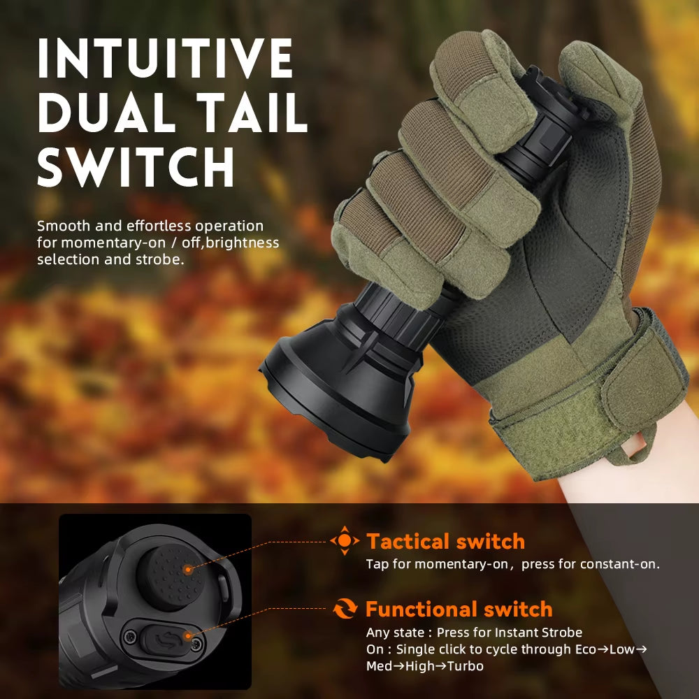 SF26 2000Lm SFT40 LED 6000K Tactical Flashlight Type-C Rechargeable Protable Powerful 21700 Torch