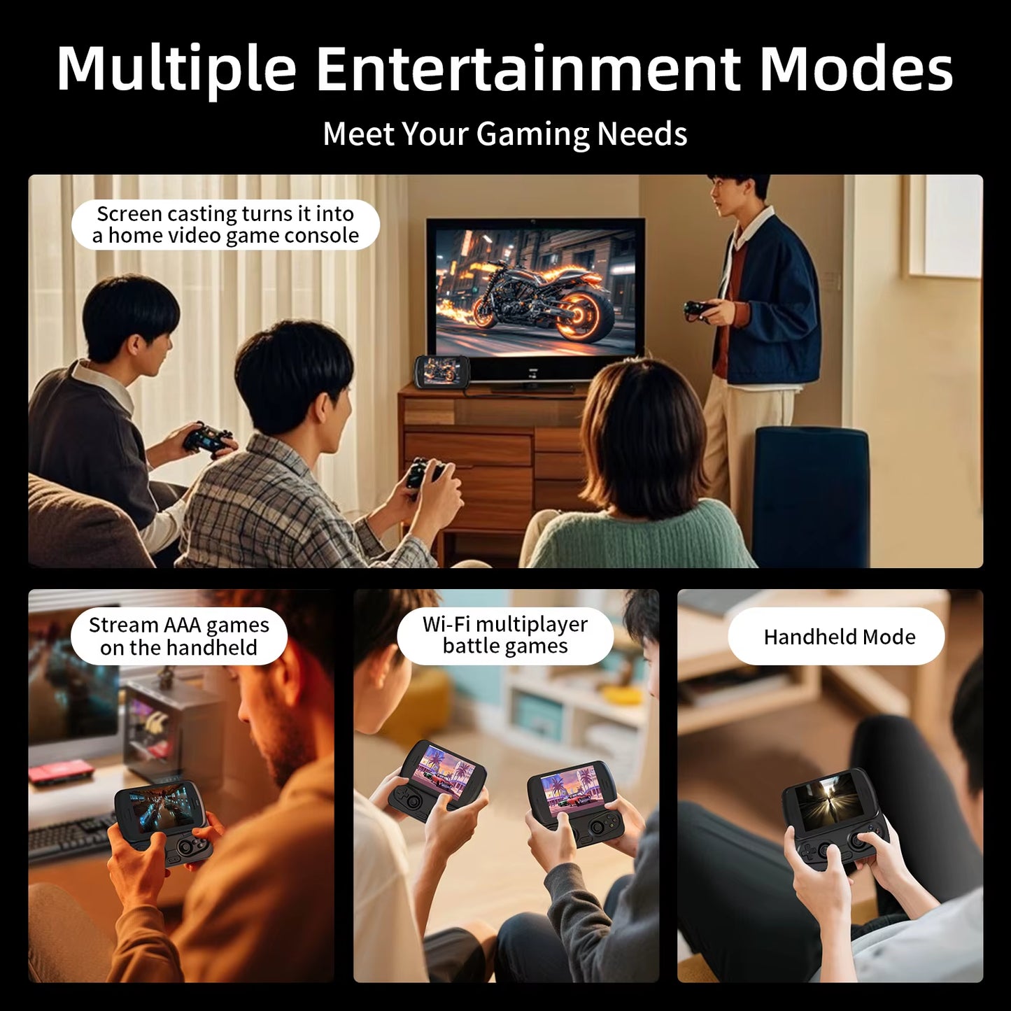 RG Slide Retro Handheld Game Console 4.7" LTPS In-Cell Android Video Gaming Player Supports AI Assistant 1080P-Port Out