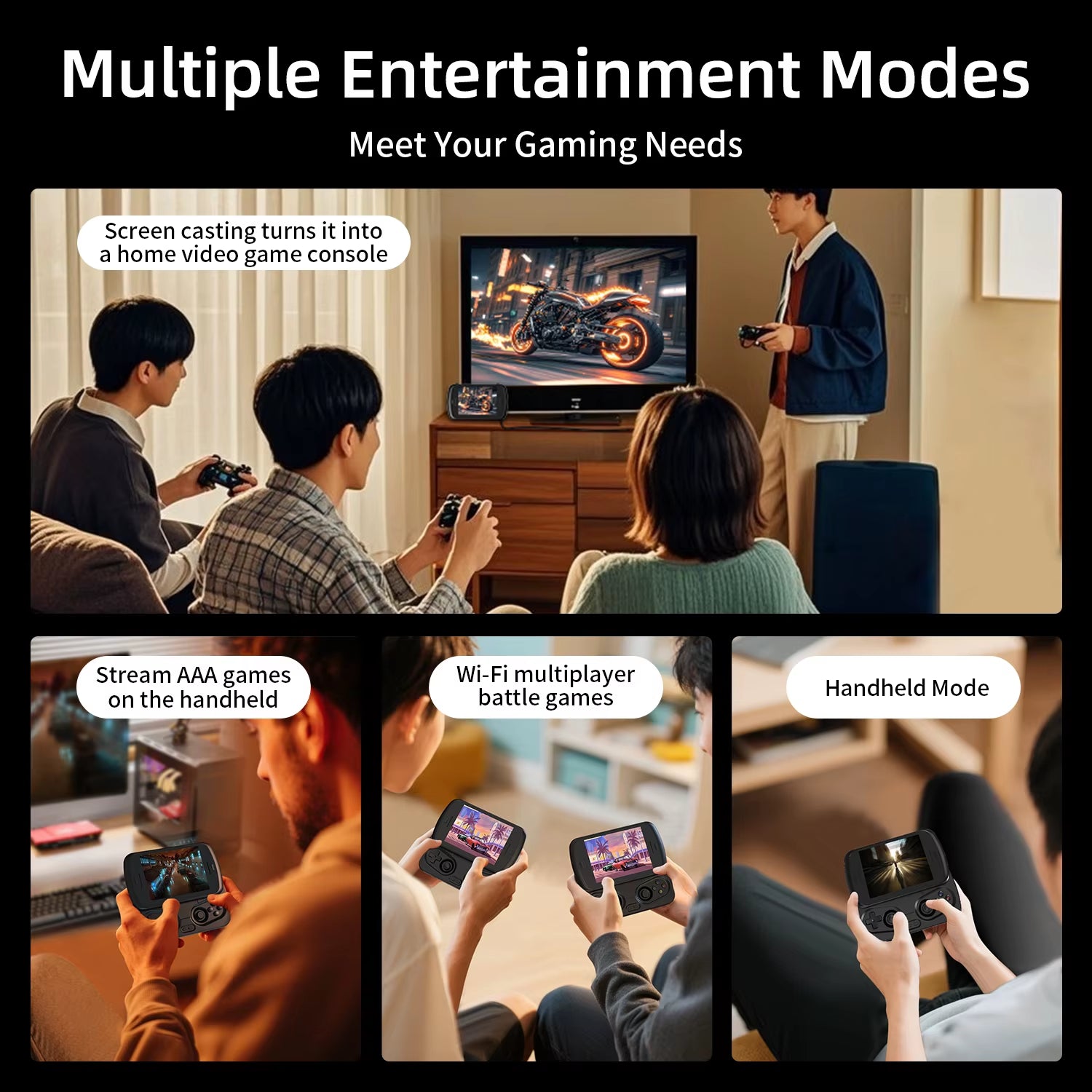 RG Slide Retro Handheld Game Console 4.7" LTPS In-Cell Android Video Gaming Player Supports AI Assistant 1080P-Port Out