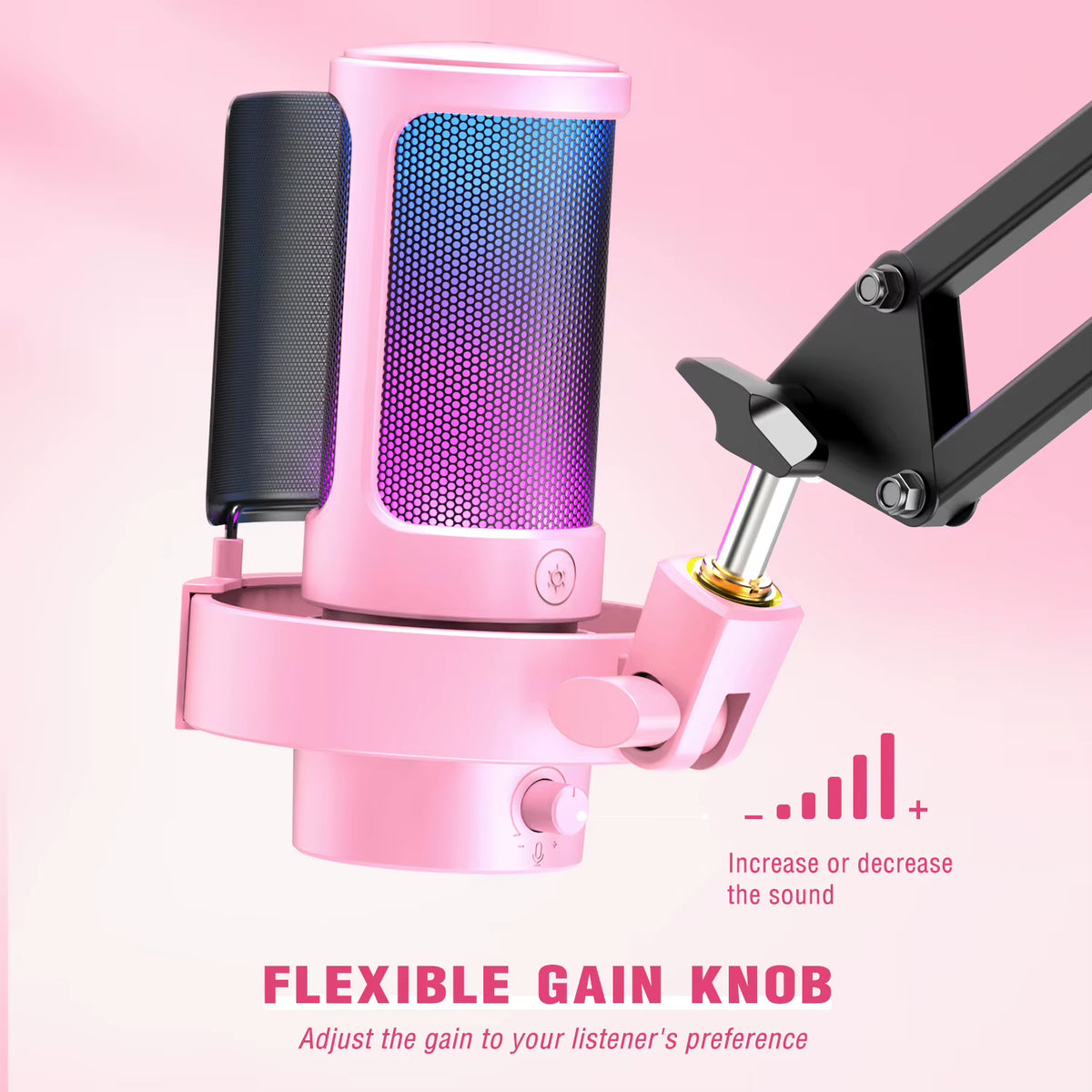 FIFINE A8 USB Microphone for Professional Recording and Streaming on PC and Mac with Headphone Output, Touch-Mute Button, and 3 RGB Lighting Modes