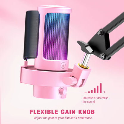FIFINE A8 USB Microphone for Professional Recording and Streaming on PC and Mac with Headphone Output, Touch-Mute Button, and 3 RGB Lighting Modes