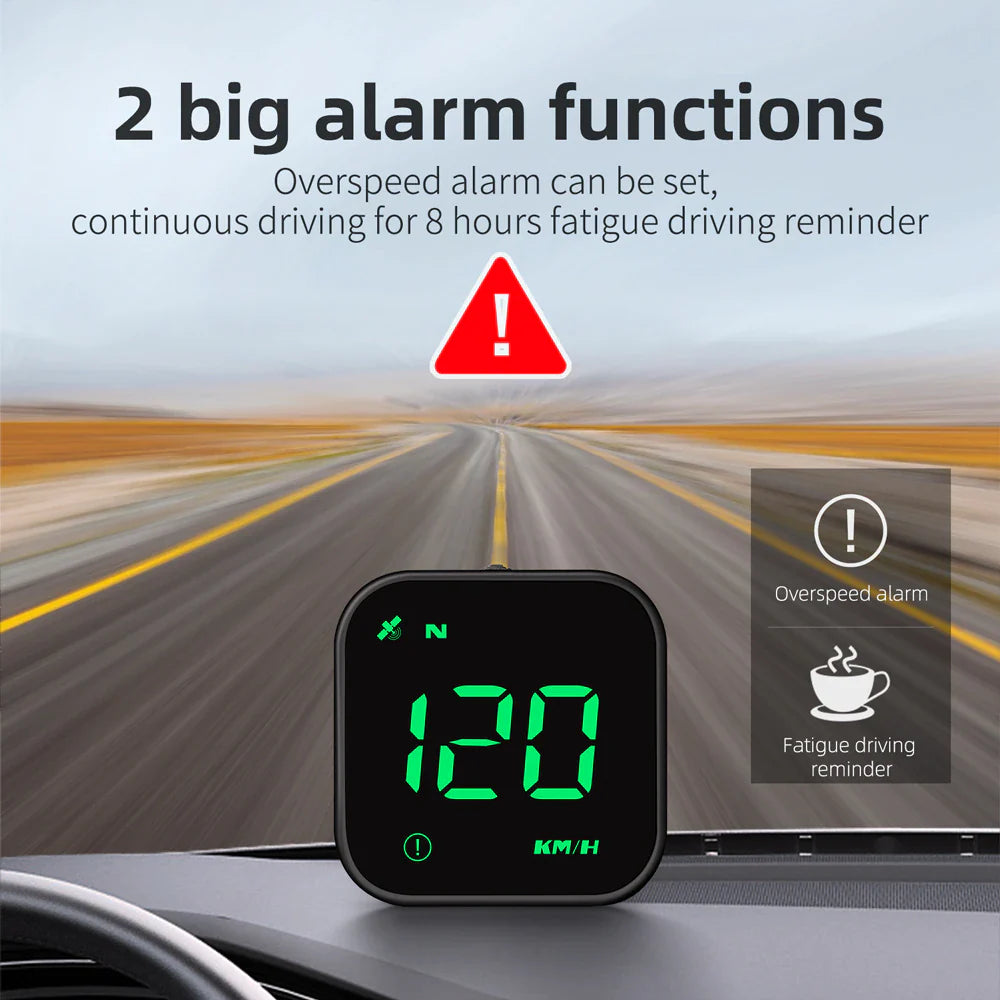 Digital Car HUD GPS Speedometer Head up Display MPH KMH Compass Overspeed Alarm