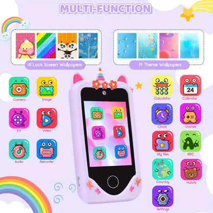 Children's Educational Smartphone Toy with Touchscreen HD Dual Camera and 32GB SD Card - Ideal Travel Companion and Birthday Gift