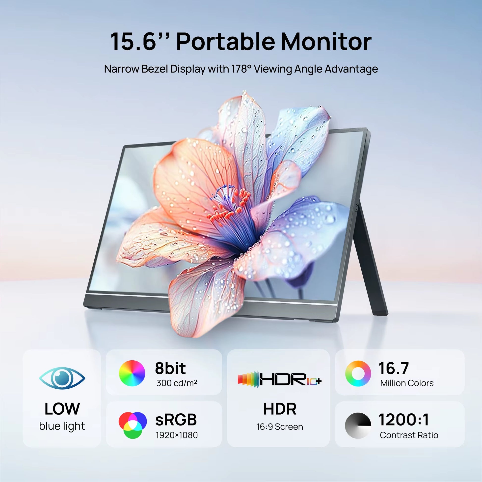 15.6 Inch Portable Monitor FHD 1080P IPS USB-C Mini-Hdmi External Second Screen for Mac Laptop PC Switch Xbox PS4/5 Xbox