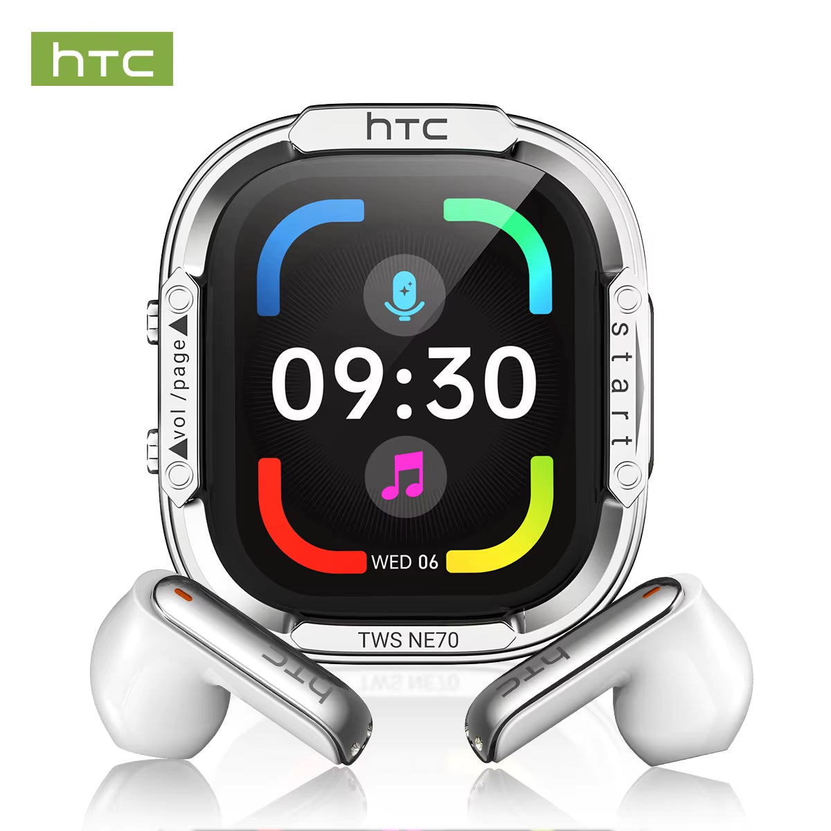 Bluetooth Wireless Headphones HTC NE70 with Microphone, AI Translator, 30-Hour Battery Life, and Full HD LCD Display
