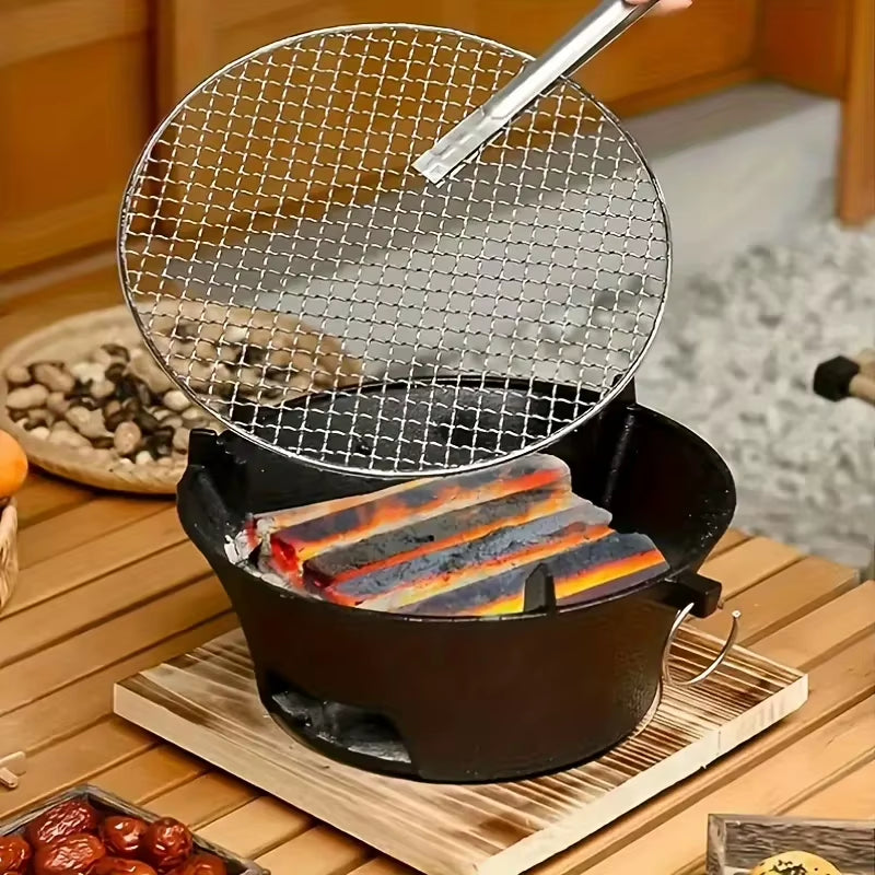 Zoe Cast Iron Outdoor Charcoal and Alcohol Stove for Barbecue, Family Picnics, and Camping - Ideal for Water and Tea Boiling