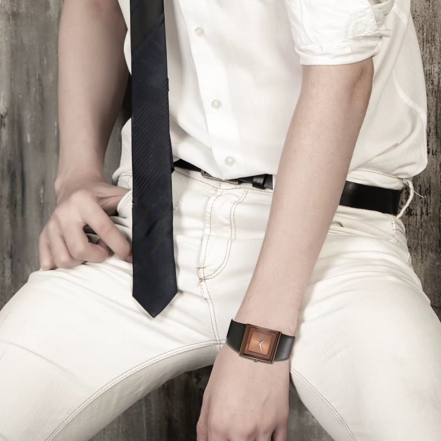 New Trendy Men'S Top Brand Luxury Watch Relogio Masculino Clock Man'S Genuine Leather Strap Male Quartz Wristwatches