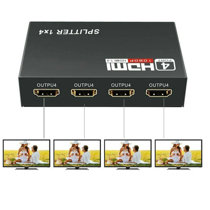 4 Port HDMI 4K Hub Multi Splitter & Amplifier for 3D HDTV 1080P 1X4 1 in 4 Out
