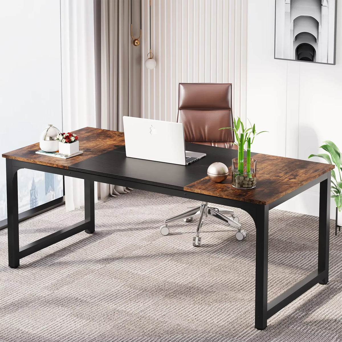 Tribesigns Contemporary Large Office Desk - Modern Computer Workstation for Home and Office Use