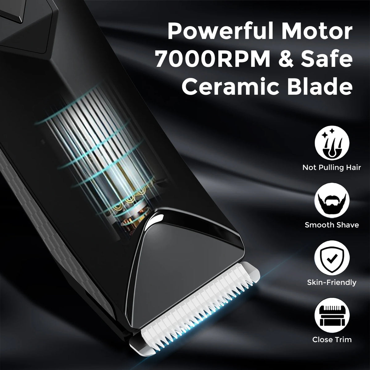 Men's Body Hair Trimmer with LED Light - Electric Grooming Device for Groin, Chest, and Legs with Ceramic Blades and Travel Lock - IPX7 Waterproof for Wet/Dry Use