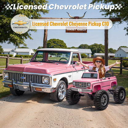 Licensed Chevrolet Cheyenne 24V Ride-On Car with Remote Control and Decorative Streamers - 4x200W Motor for Kids