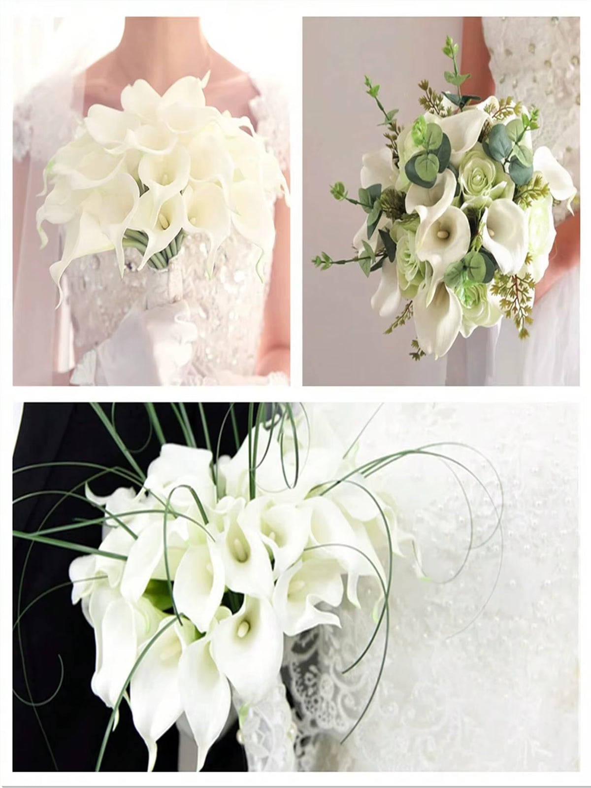Realistic Calla Lily Artificial Floral Arrangement in Vase for Home Decor, DIY Wedding Bouquets, and Event Decorations