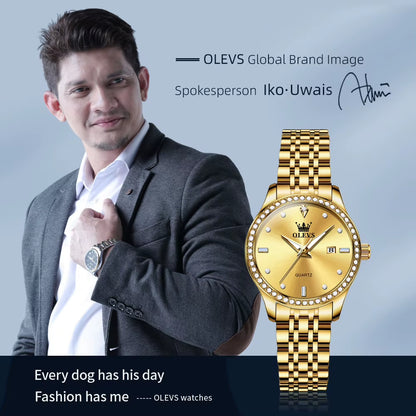 Luxury Brand Women'S Watches Elegant Gold Fashion Quartz Watch Luminous Versatile Waterproof Female Authentication Watch