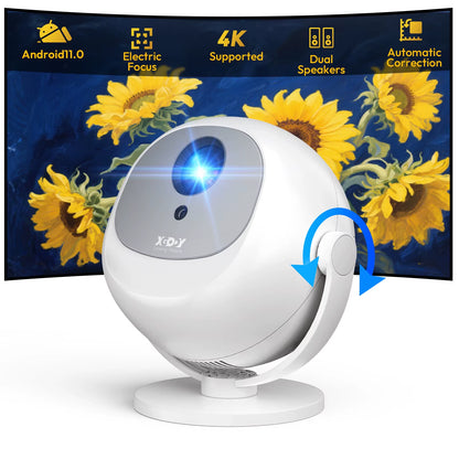 ​ 350 ANSI 4K Portable Android Projector Native 720P/1080P Wifi6 Bluetooth 50% Zoom Electric Focus for Home Theater