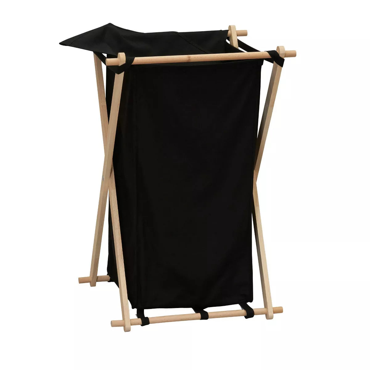 Wood X-Frame Laundry Hamper in Black with Liner - Collapsible Sorter, 139.72L Capacity