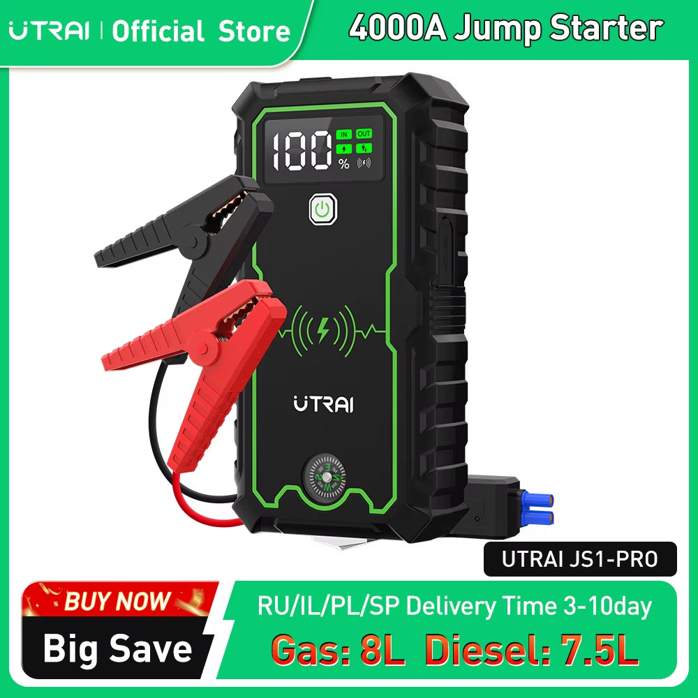 Power Bank 4000A Jump Starter Portable Charger Car Booster 12V Auto Starting Device Emergency Car Battery Starter