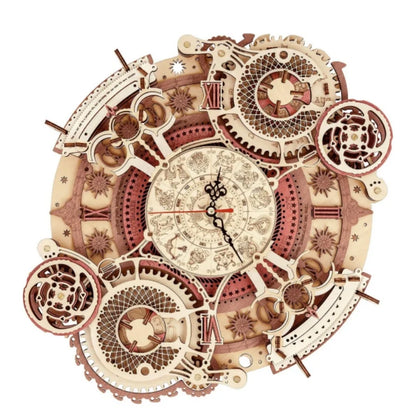 Robotime 3D Wooden Puzzle Wall Clock - Mechanical Building Kit for Children, Ideal Christmas Gift