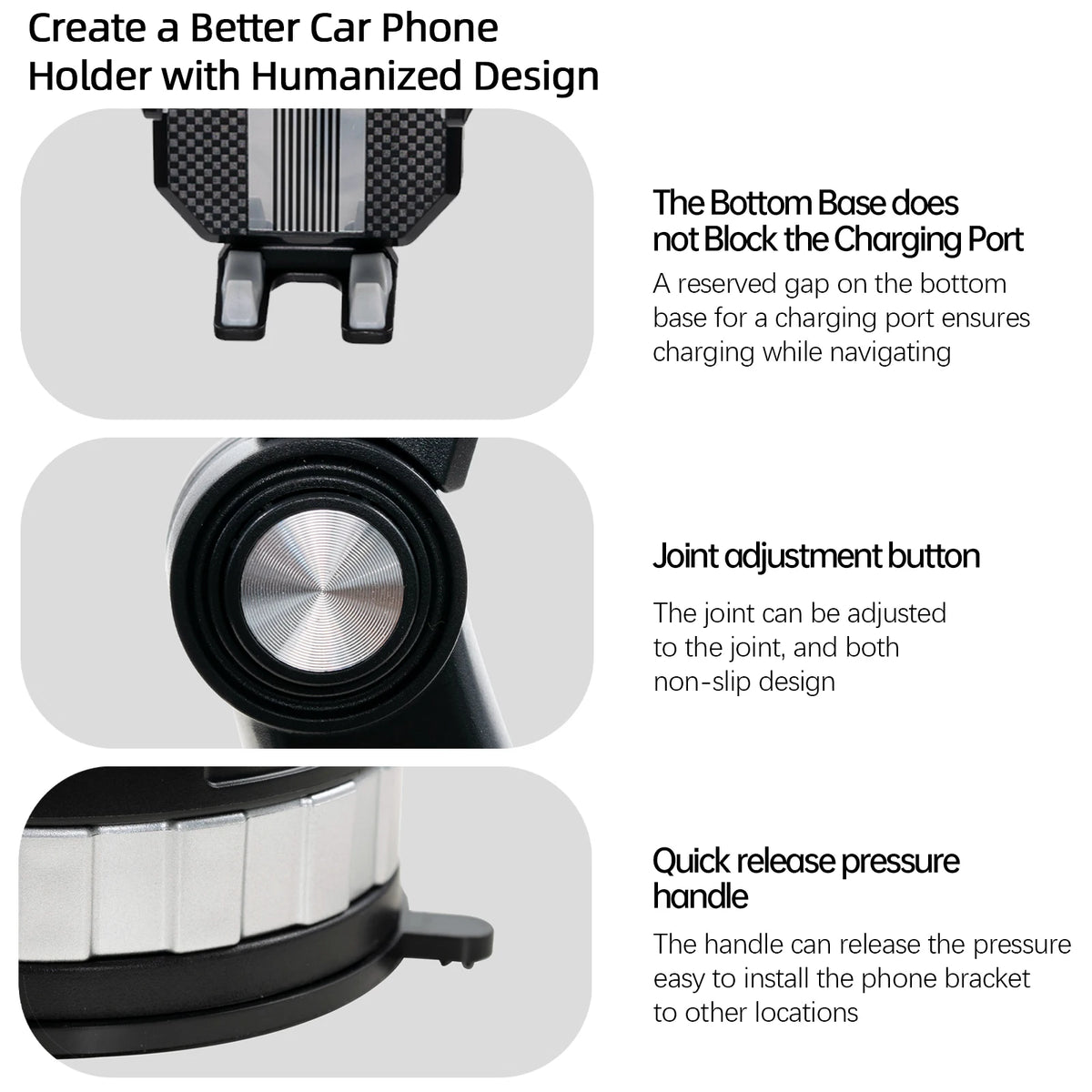 360-Degree Rotating Universal Cell Phone Holder for Windscreen, Dashboard, and Car Trunk Mounting