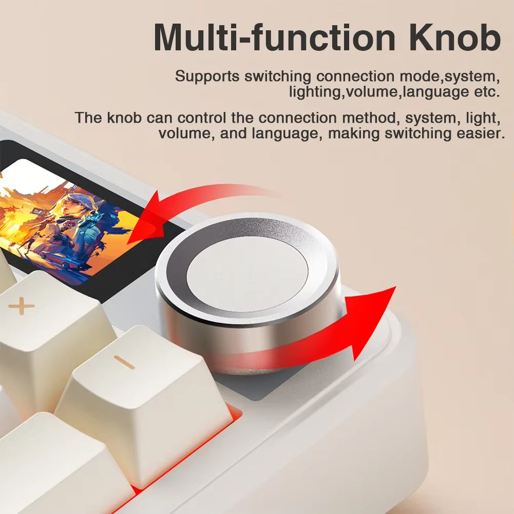 F108Pro Wireless Bluetooth Keyboard Macro Gaming Keyboard Gasket Hot-Swap Full Size Keyboard with TFT Smart Display