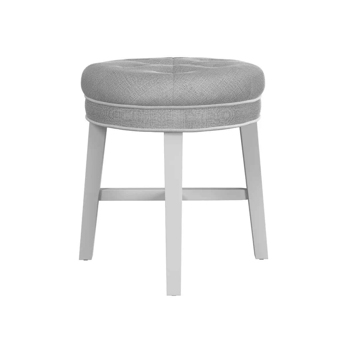 18" Sophia Tufted Backless Wood Vanity Stool - Linen Gray