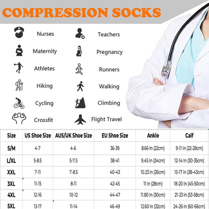 Brothock Athletic Compression Socks - 20-30 mmHg - 3 Pairs for Dropshipping - Nylon Medical Nursing Stockings