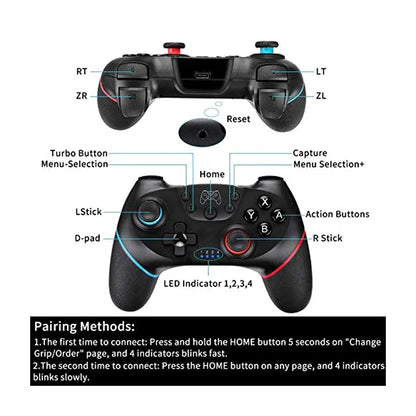 Wireless Controller Compatible-Nintendo Switch Adjustable Turbo with 6-Axis Vibration Gamepad for PC/NS Lite Console