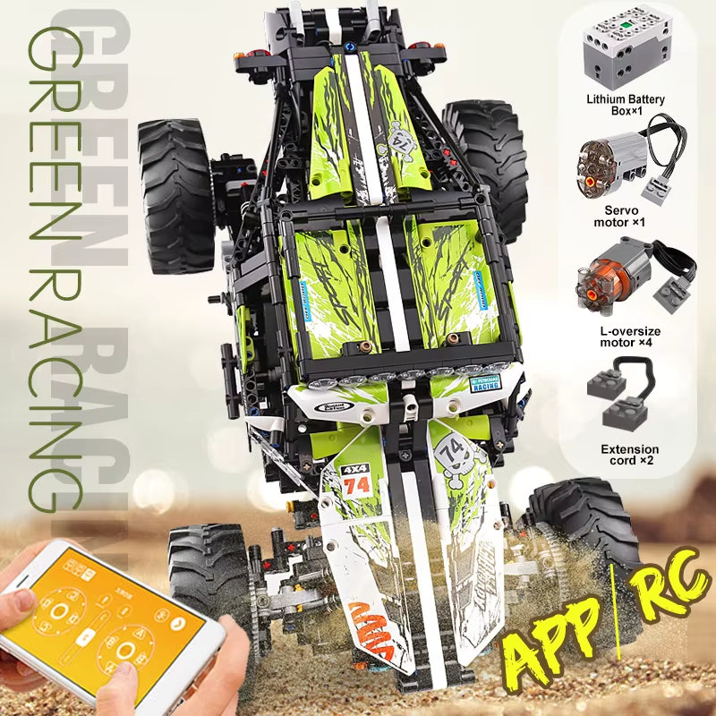 Mould King 18002 Technical Car Toys the MOC-19517 4WD RC Buggy Building Block Assembly Car Model Brick Set Kids Christmas Gift