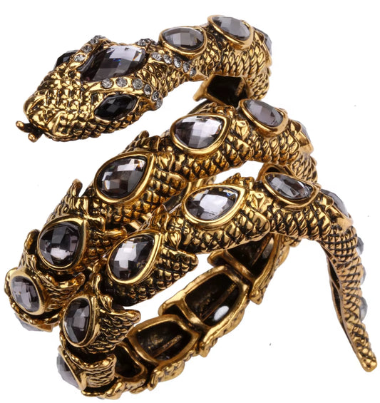 YACQ Stretch Snake Bracelet Armlet Upper Arm Cuff Women Punk Rock Crystal Bangle Jewelry Gold Silver Color Dropshipping A32
