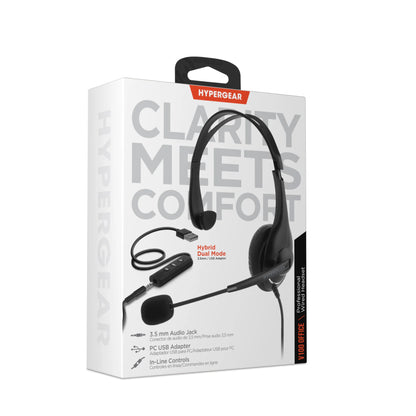Hypergear V100 Office Professional Wired Headset W 6 Ft Cord