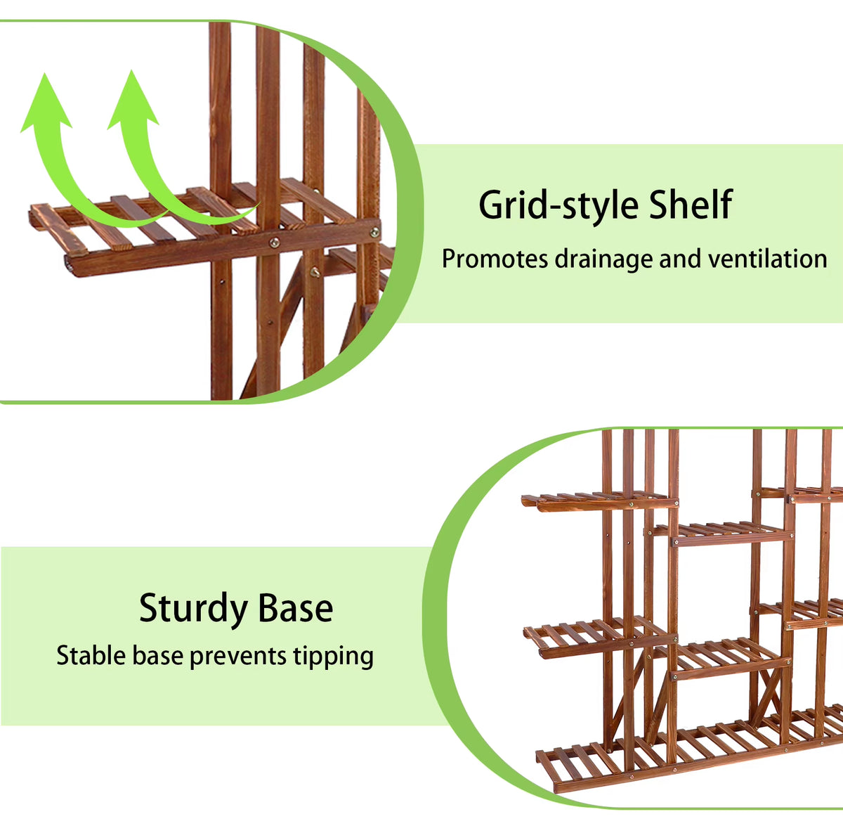 Multi-Tier Wooden Plant Shelf and Flower Pot Stand for Indoor and Outdoor Use