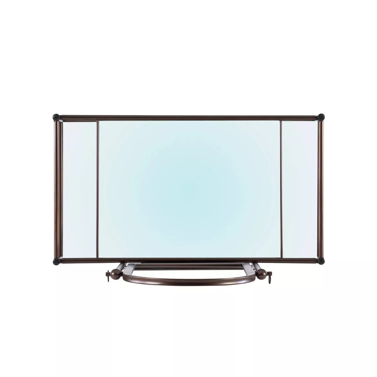 Clarisse Traditional Metal and Glass Shelf Tilting Mirror Vanity and Upholstered Stool Brown