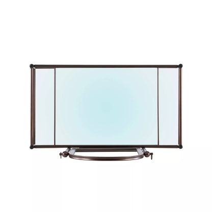 Clarisse Traditional Metal and Glass Shelf Tilting Mirror Vanity and Upholstered Stool Brown