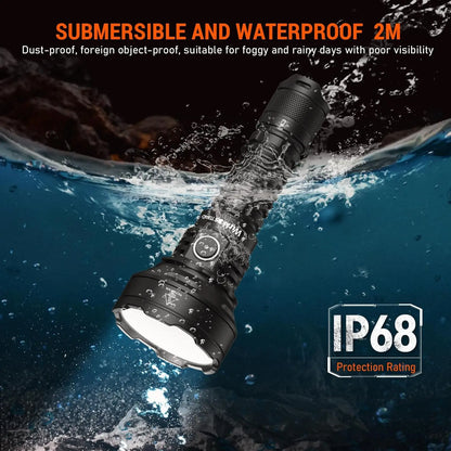 Wurkkos TD01C 21700 Tactical Rechargeable LED Flashlight with USB-C, 1800 Lumens, 1000M Throw, IPX8 Waterproof, Tail Switch