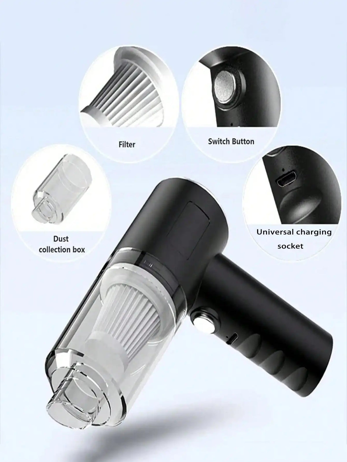 Cordless Handheld Vacuum Cleaner with Multiple Nozzles - Rechargeable and Versatile for Home, Car, Pet Hair, Keyboard, and Dust Cleaning