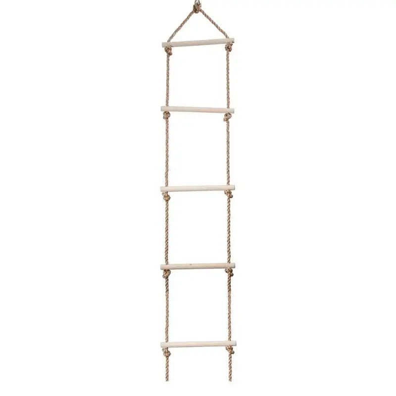 Children's Wooden Climbing Rope Ladder - 5-Level Indoor and Outdoor Swing Playground Toy