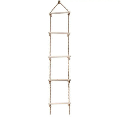 Children's Wooden Climbing Rope Ladder - 5-Level Indoor and Outdoor Swing Playground Toy