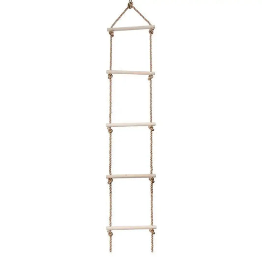 Children's Wooden Climbing Rope Ladder - 5-Level Indoor and Outdoor Swing Playground Toy