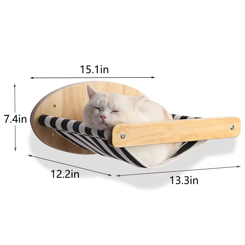 Wall-Mounted Cat Climbing Shelf with Four-Step Stairway and Sisal Scratching Post for Enhanced Pet Play and Comfort