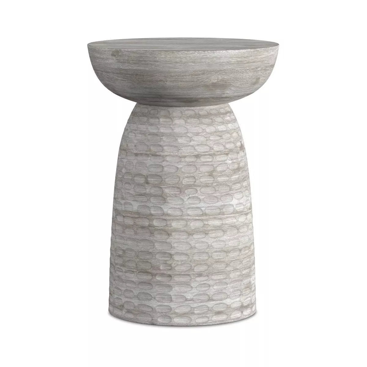 Willis Wooden Accent Table White Wash - round Mango Wood, Scratch-Resistant, 17.7" Height