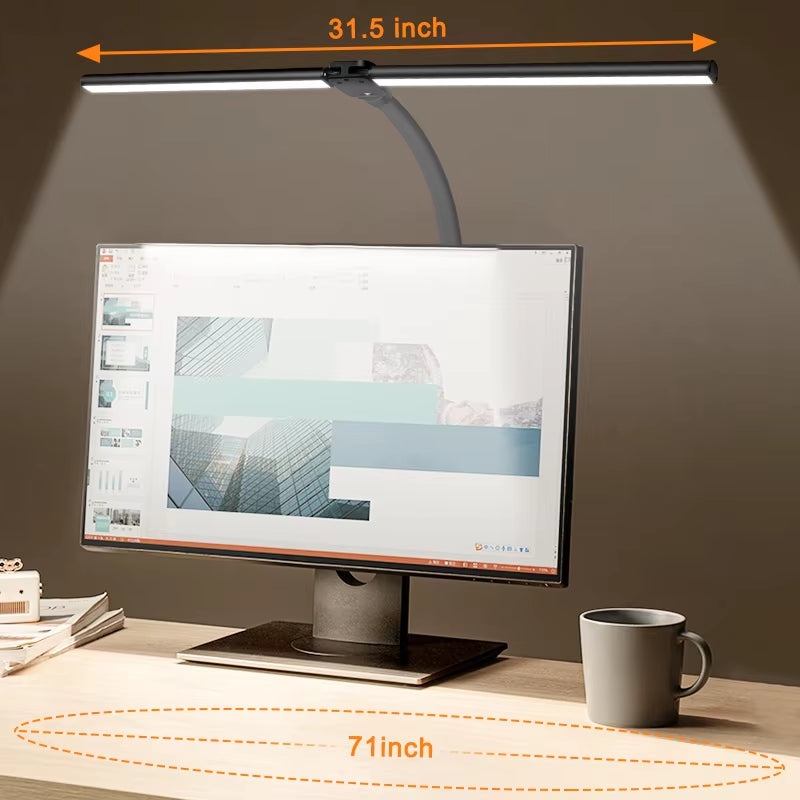 Double Head LED Desk Lamp EU/US Architect Desk Lamps Office 24W Brightest 5Color Modes and 5 Dimmable Eye Protection Lamp