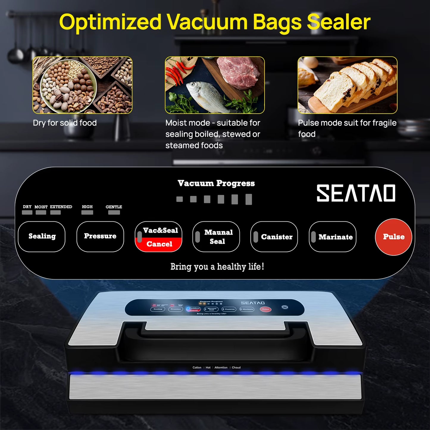 VH5188 Vacuum Packing Machine Built in Cutter&Storage Multifunction Automatic Vacuum Sealer Machine Commercial