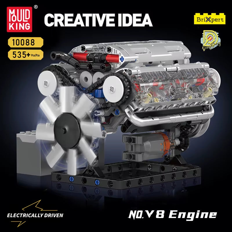 Mould King 10088 the V8 Engine Building Block Assembly Technical Car Brick Set Educational Car Engine Toys Kids Christmas Gift