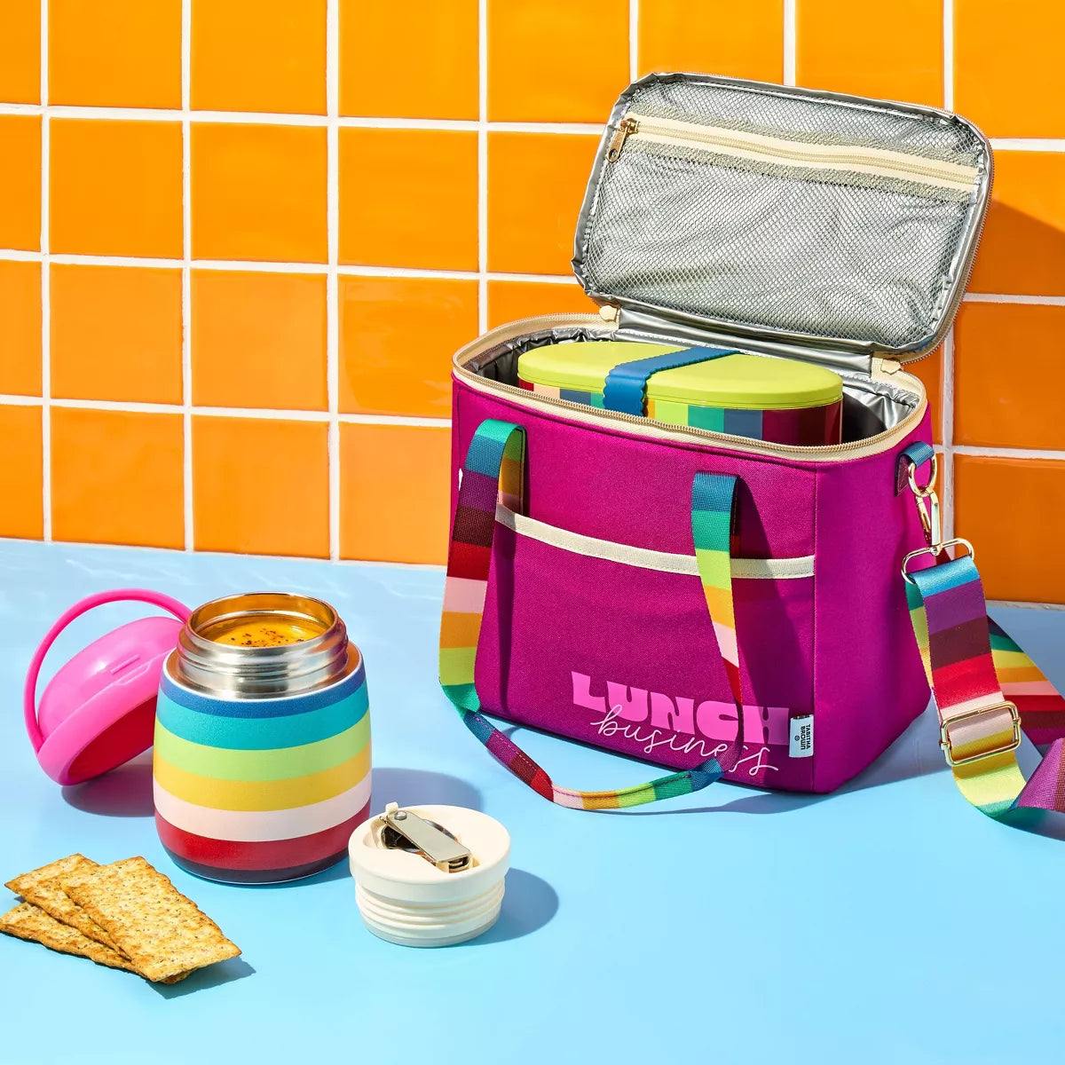 Rainbow Striped Insulated Stainless Steel Food Container for Hot and Cold Items