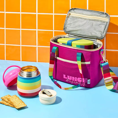 Rainbow Striped Insulated Stainless Steel Food Container for Hot and Cold Items