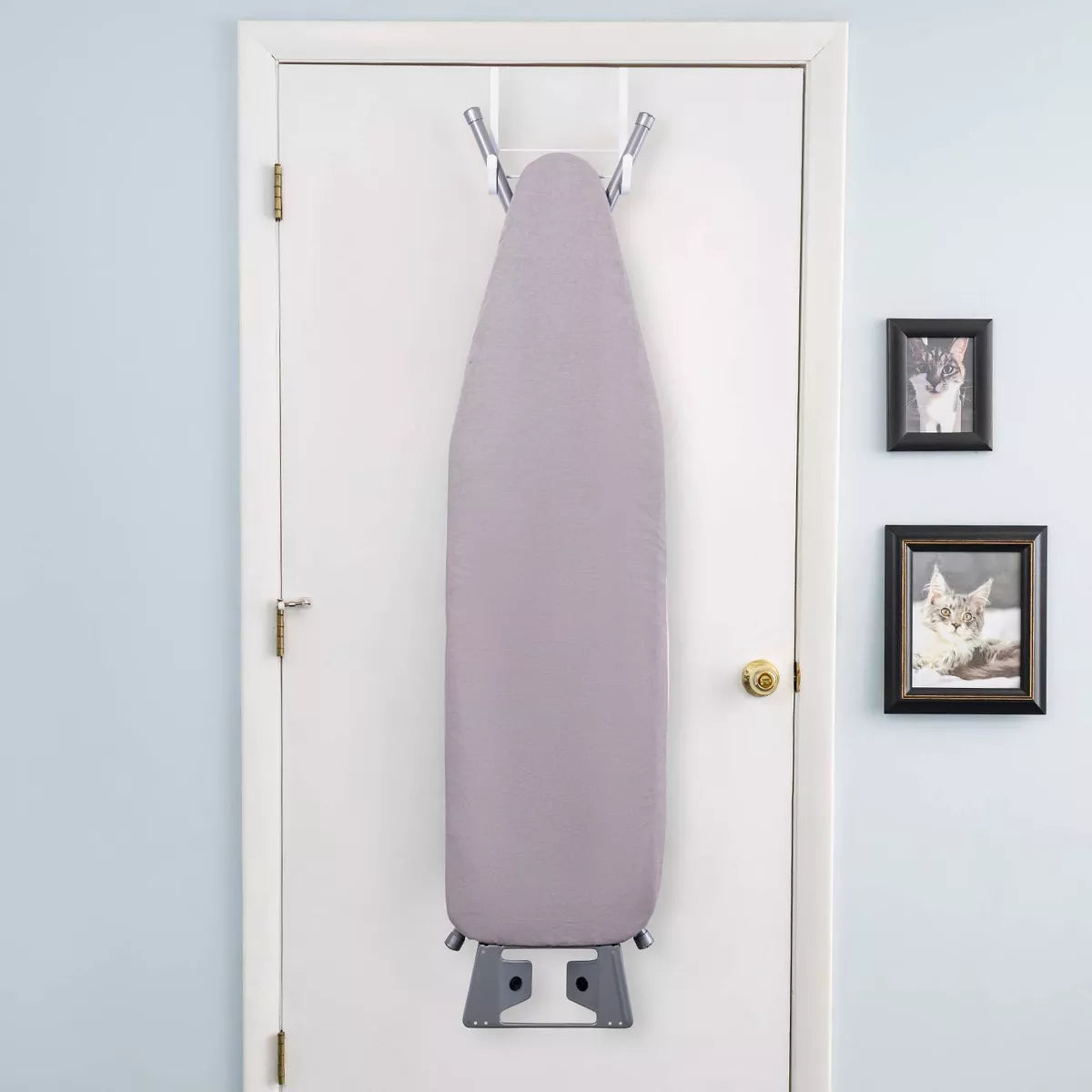 Home Products Light Gray 4-Leg Mesh Top Ironing Board with Integrated Iron Rest