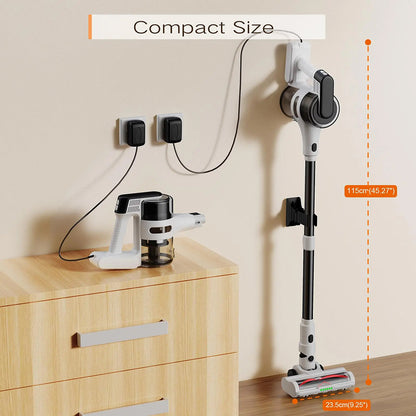  Cordless 20Kpa Handheld Vacuum Cleaner Powerful Brushless Suction with Green LED Floor Brush Light
