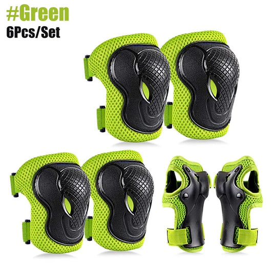 6PCS Kids Protective Gear Set - Knee/Elbow Pads + Wrist Guards for Scooter, Skateboard & Sports, Youth Safety Equipment (6-In-1)