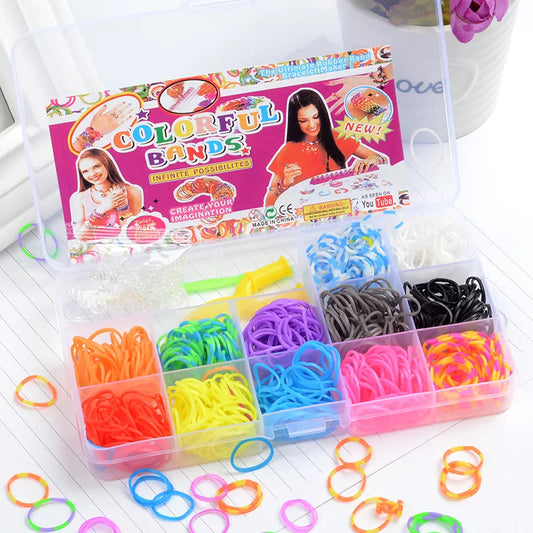 Creative Colorful Loom Bands Set Rainbow Bracelet Making Kit DIY Rubber Band Woven Bracelets Craft Toys for Girls Birthday Gifts